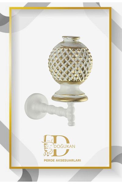 Doğukan perde aksesuarları Ar 214 White and Yellow Special Design Renso (1 PC)