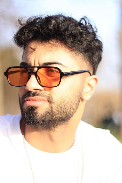LOOKUP Men's Sunglasses New Fashion 2022 Black Frame Orange Glass