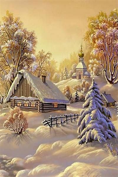 Marcel Kristal Tablo Marcel Art - Cute Mountain House Mosaic Painting 41x61cm