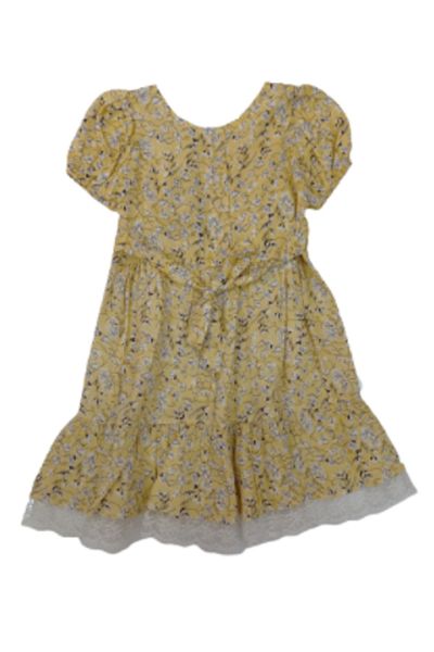 Damla Dandini Girl's Yellow Floral Bandana Dress