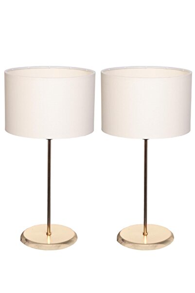 Emg DesiGn 2 Pieces Gold Plated White Lampshade Table Lamp