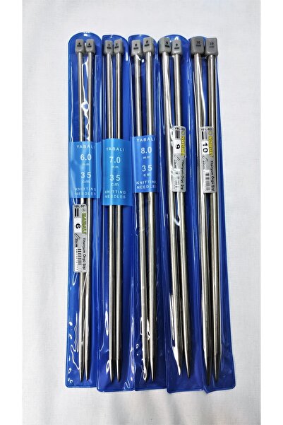 ATMACA TUHAFİYE مجموعة أسياخ الحياكة البرية 35 سم - مجموعة أسياخ تيتانيوم مكونة من 5 قطع 6-7-8-9-10 أرقام