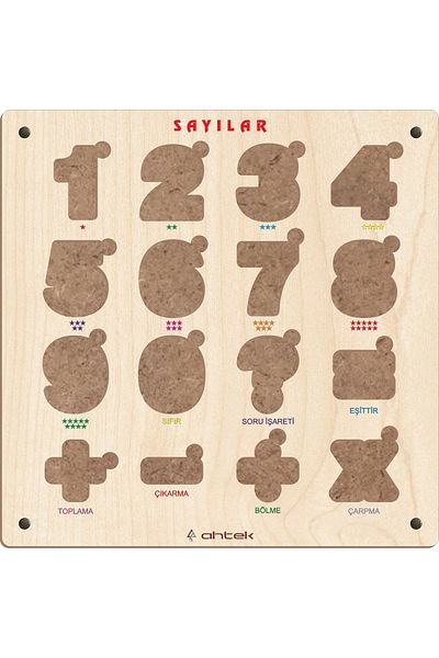 Ahtek Wooden Educational 3d Numbers Figures Bultak Jigsaw Puzzle Toy