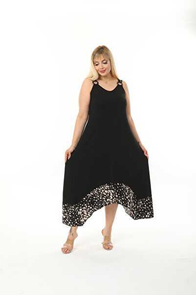 ModaSehle Women's Large Size Buckle Strap Stone Pattern Dress