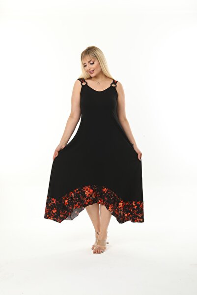 ModaSehle Women's Large Size Buckle Strap Stone Pattern Dress