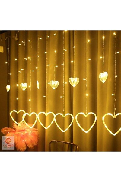 TechnoSmart Kalp Perde  Animasyonlu Eklenebilir Fişli  Led Işık