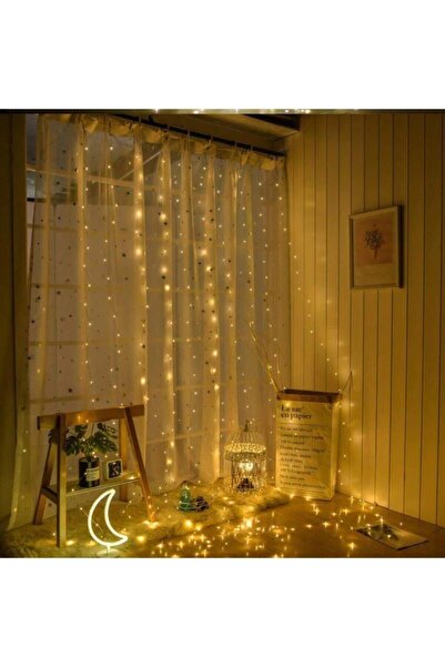 TechnoSmart Peri Telli Perde Led Işık Kumandalı 200 Ledli 2 X 2 Metre Usb'li 8 Animasyonlu Günışığı