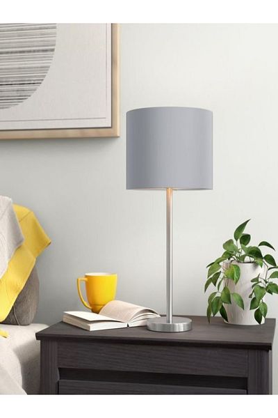 Emg DesiGn Chrome Leg Gray Cylinder Modern Metal Lampshade Night Lamp