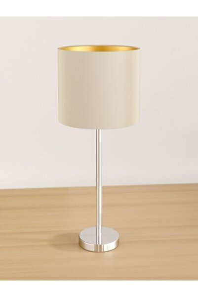 Emg DesiGn Leola Krom Ayak Krem Slindir Şapka Modern Abajur Gece Lambası