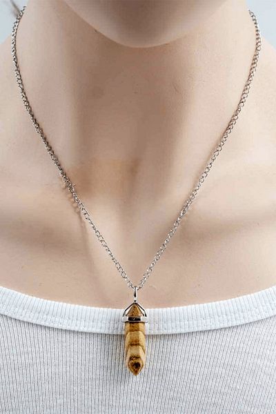 Tesbih Atölyesi Natural Brown Jasper Stone Certified Necklace