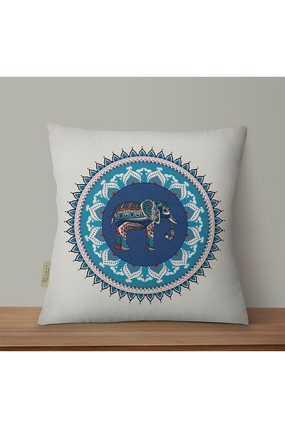 Viemso Ethnic Elephant Patterned Double-Sided Digital Printing Throw Pillow Cover