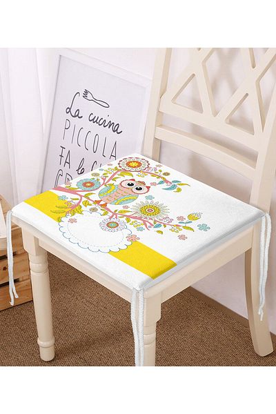 Realhomes Owl Pattern Digital Printed Zippered Chair Cushion