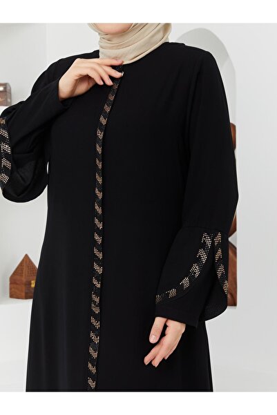 KMKkombin Γυναικείο γυναικείο υφασμάτινο μανίκι με μοτίβο φερμουάρ επάνω μέρος με σχέδιο Topcoat-abaya