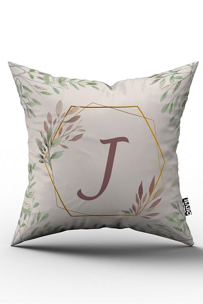 SasoHome Letter Throw Μαξιλαροθήκη - Letter J - Letter Διακοσμητικό Ψηφιακό Εκτυπωμένο Μαξιλάρι Ριχτάρι - Μαξιλαροθήκη