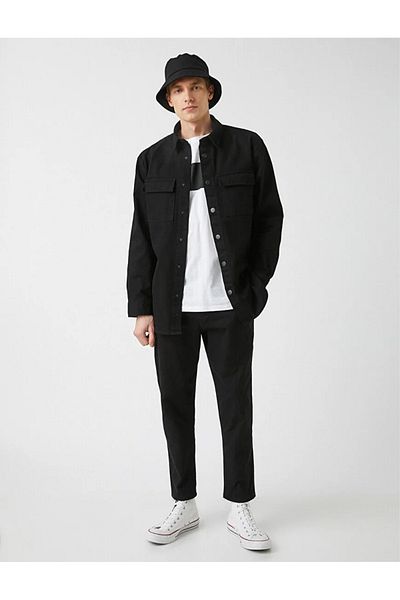 Koton 2kam42102bw Pantaloni de pânză pentru bărbați negri