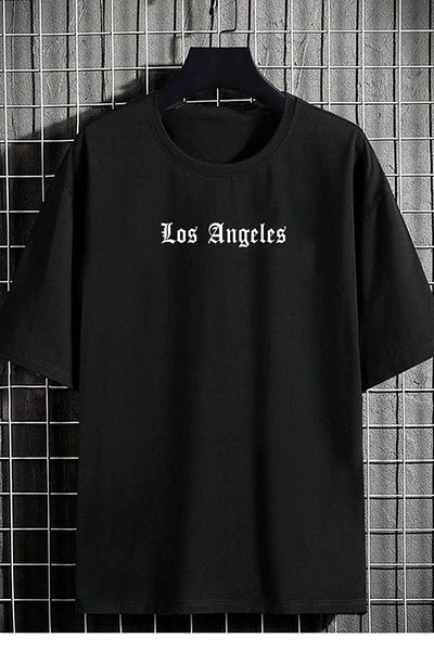 CANDEL Unisex Oversize T-shirt Losangeles Εκτύπωση πλάτης Μαύρο Losangelesd-012