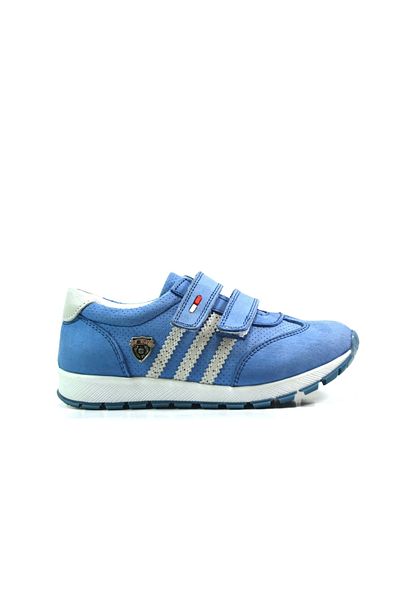 Bayrak 2428 Blugi din piele naturală Pantofi sport ortopedici cu velcro albastru pentru băieți