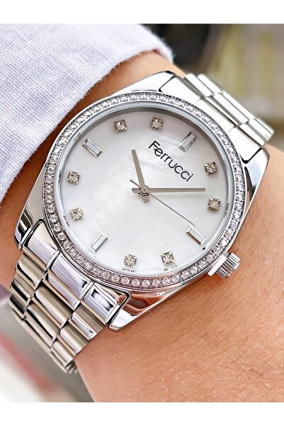 Ferrucci Gümüş Renk Taşlı Model Kadın Kol Saati