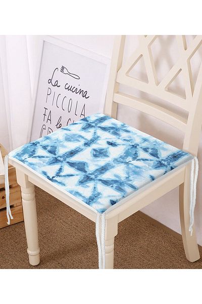 Realhomes Blue Snowflake Patterned Digital Printed Zippered Chair Cushion