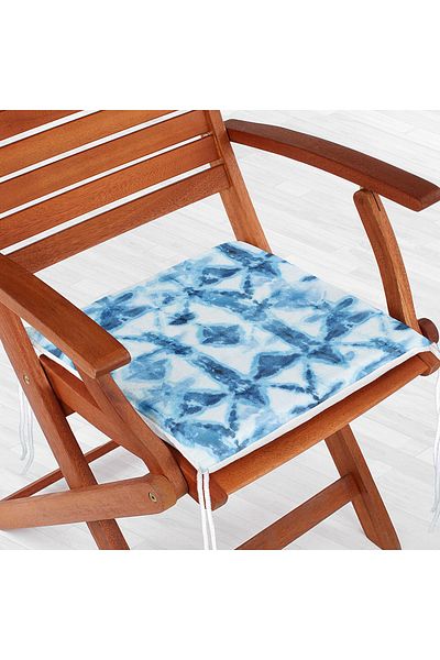 Realhomes Blue Snowflake Patterned Digital Printed Zippered Chair Cushion
