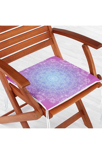 Realhomes Digital Printed Zippered Chair Cushion on Ethnic Patterned Purple Floor