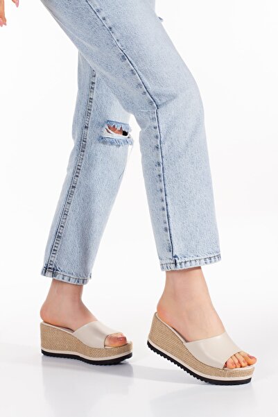 Melacomfort Γυναικείες άχυρες Comfort Μπεζ παντόφλες