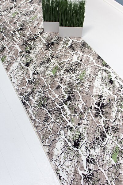 Payidar Yıkanabilir Desen 404 Gri Yeşil Kaymaz Dod Taban Halı