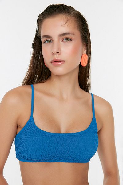 Trendyol Collection Μπλε Bralette Glitter Bikini Top TBESS22BU0010