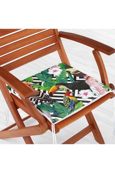 Realhomes Pernă de scaun modernă cu fermoar, imprimată digital, cu model trop...