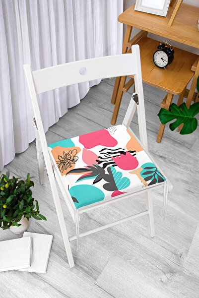 Realhomes Šareni jastuk za stolicu sa digitalnim štampanim uzorkom cveća i mo...