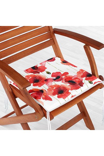 Realhomes Pernă pentru scaun cu fermoar cu imprimeu digital floral roșu