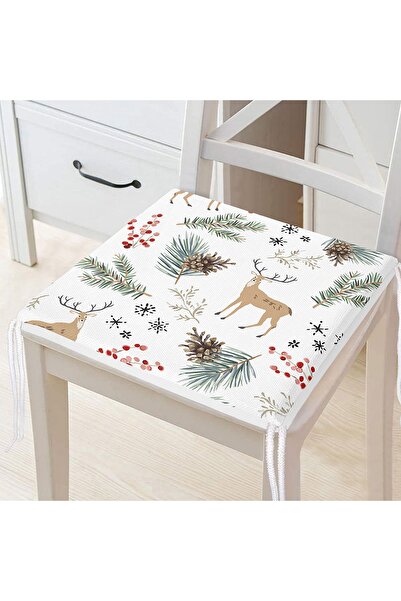 Realhomes Beyaz Zemin Üzerinde Renkli Çam Yaprağı Desenli Dijital Baskılı Mod...