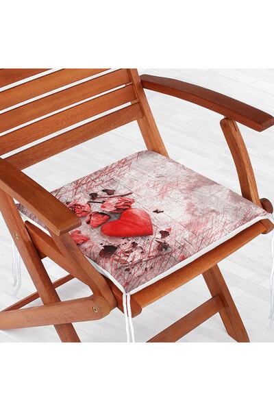 Realhomes Pernă pentru scaun cu fermoar cu imprimeu digital inimă roșie