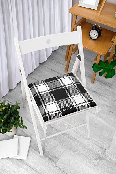 Realhomes Сучасна подушка для стільця з цифровим принтом у вигляді чорної клі...