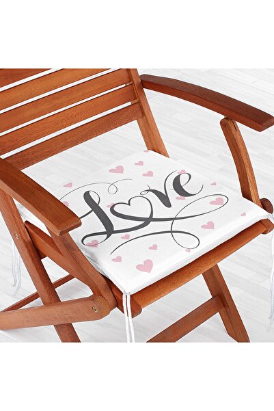 Realhomes Стілець з підставкою для ніг з написом «Love» та мотивом у вигляді ...