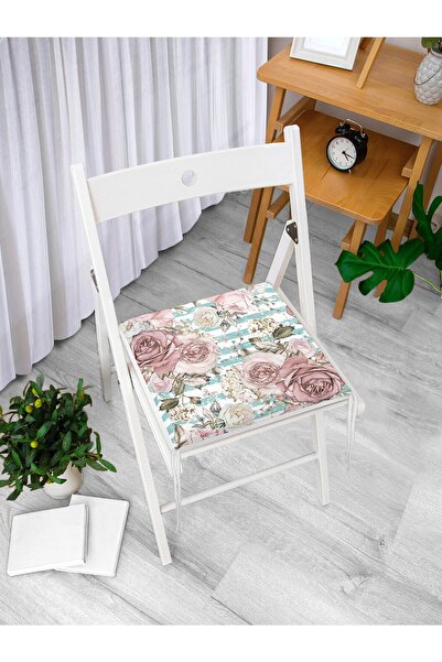 Realhomes Jastuk za stolicu sa zatvaračem, sa plavim linijama i motivom cveta...