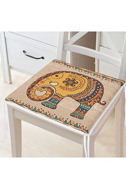 Realhomes Pernă de scaun cu fermoar, imprimată digitală, cu modele de elefanți etnici