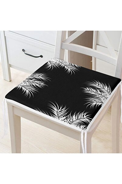 Realhomes Сучасна подушка для стільця з цифровим принтом у вигляді білих лист...