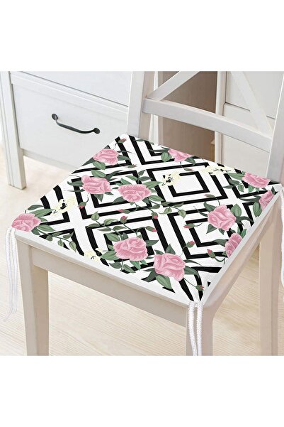 Realhomes Квадратна подушка для стільця з малюнком троянд та блискавкою