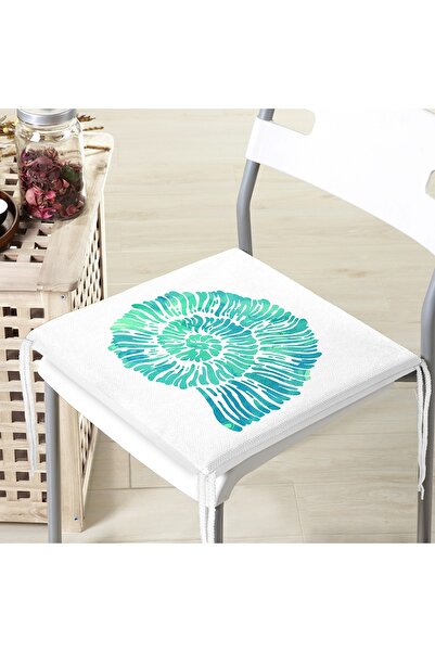 Realhomes Біла основа з зеленим візерунком у вигляді морських мушель, цифрови...