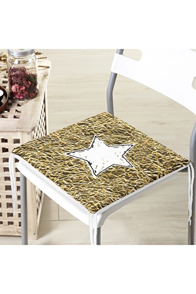 Realhomes Біла зірка на золотому тлі, цифровий принт, стільцева подушка на бл...