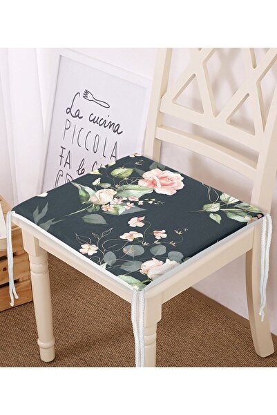 Realhomes Сучасна подушка для стільця з цифровим принтом білих квітів на коль...