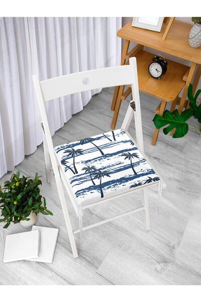 Realhomes Jastuk za stolicu sa zatvaračem i plavim palmovim uzorkom