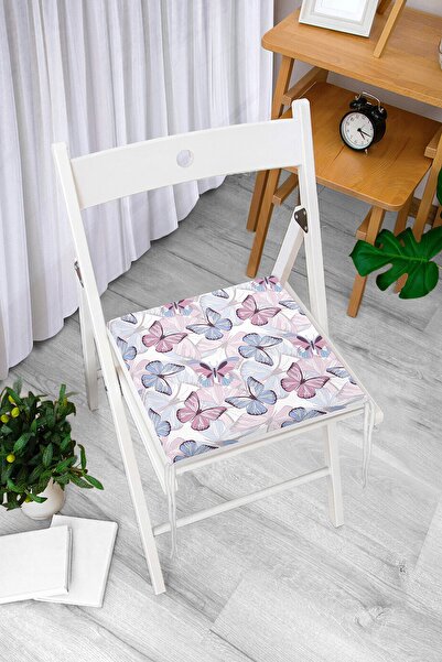 Realhomes Šareni jastuk za stolicu sa digitalnim štampanim uzorkom leptira na...