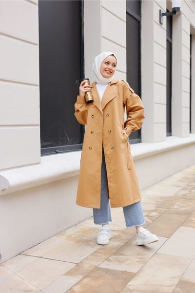 esmaboutique Kadın Retro Kemerli Trençkot