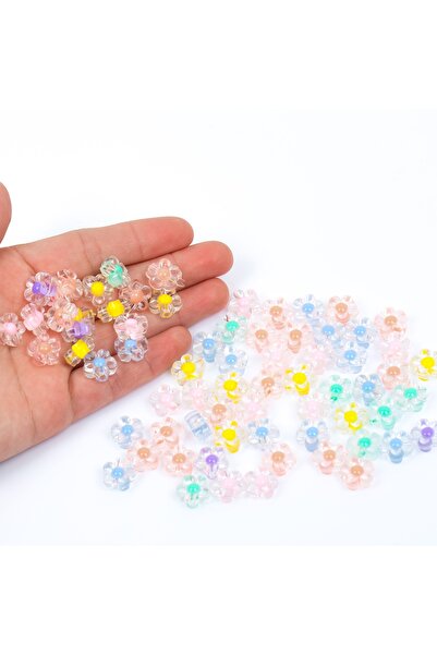 yfhobi 25 Gram - 10 Mm Karışık Renkli Içi Boncuklu Papatya Çiçek Boncuk, ( 25...