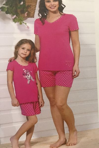 Blackspade 5673- Girl's Pajama Set with Shorts - pink Fuchsia