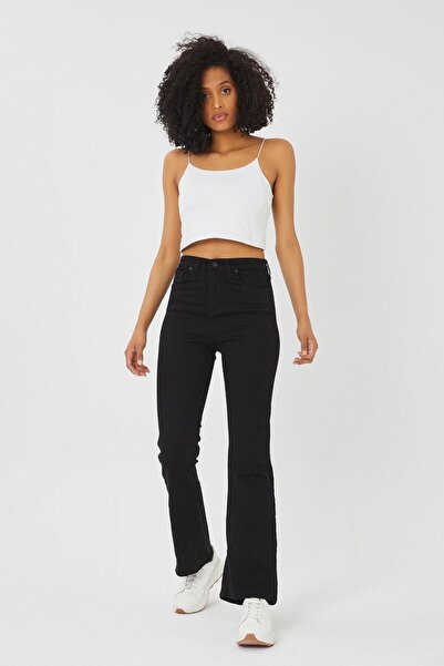 Ramrod Raspleteni nogavice, crne ženske farmerke Zvonaste farmerke otporne na...