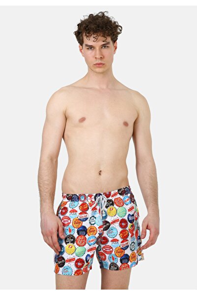 John Frank All Over Erkek Çok Renkli Deniz Şortu Jfsssw37-beercap-multıcolor