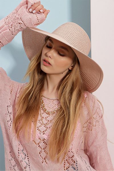 Trend Alaçatı Stili Women's Powder Wide Straw Hat ALC-A2499